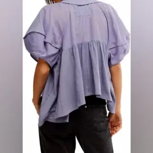 NWT Free People Sunray Babydoll Top in Blue Granite Size Small thumbnail 2