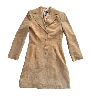 BeBe Vintage Suede Coat‎ Jacket Womens Small Tan Genuine Leather Y2k 90s thumbnail 1