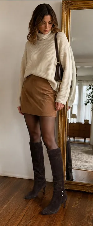 Y2K Antonio Melani Brown Suede Knee High Heeled Boots thumbnail 1
