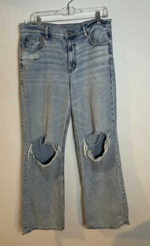 American Eagle High Rise Distressed Straight Jeans Light Wash No Tags Waist 32 thumbnail 1