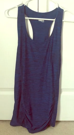 Women’s blue racer back workout tank thumbnail 1