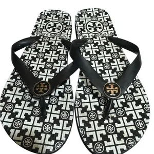 NWOT Tory Burch Black and White Logo Flip Flops thumbnail 1