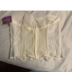 Dominique Ariel Bridal Corset Floral‎ Embroidered Bone White NWT 46DD Coquette thumbnail 2