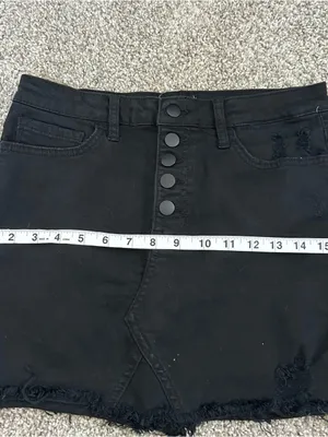Altar'd State Black Denim Button Front High-Rise Skirt thumbnail 6