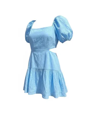 Lilly Pulitzer Kylanne Embroidered Linen Mini Dress Baby Blue Cutout Size 12 NWT thumbnail 4
