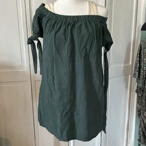 Lulu's Al Fresco Evenings Forest Green Off-the-Shoulder Dress Size M thumbnail 9