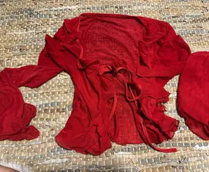 Red sheer blouse top Size M thumbnail 1