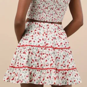 Lulus Cherry print coquette crop top & skirt set S/M thumbnail 3