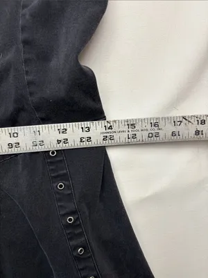 Tripp NYC y2k large Black denim buckle Grommet dress grunge vintage goth punk scene thumbnail 6