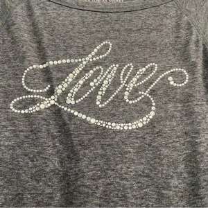 VICTORIA’S SECRET Love Rhinestone Long sleeve Gray Top Medium thumbnail 2