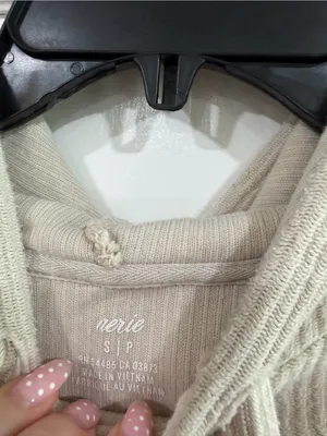 aerie women’s drawstring Hoodie in Cream thumbnail 3