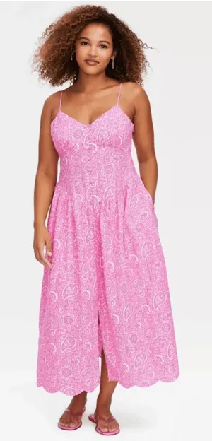 Roller Rabbit x Target Paisley Floral Drop Waist A Line Dress in Pink XL NEW thumbnail 1