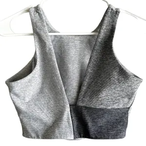 Outdoor Voices Venus Crop Top UPF 50+ Colorblock V Back Athletic Gray Small thumbnail 2