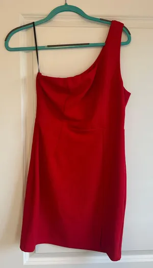 Hello Molly Red One Shoulder Dress thumbnail 1