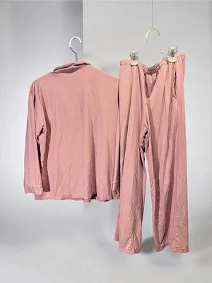 Uniqlo AIRism Pink Pajama Set L Long Sleeve Pants Read Description Flaw thumbnail 2