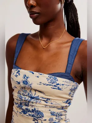 NWOT Free People 2 Tone Printed Tank - ivory blue combo - medium thumbnail 8