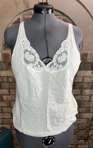 camisole slip white cotton sheer lace at bust thumbnail 1