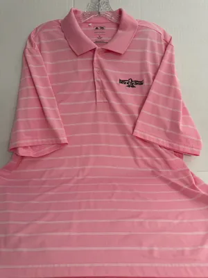 Adidas Pure Motion Pink & White Mens Golf Polo Shirt thumbnail 1