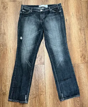 Y2K Gap Jeans Womens 16 Faded Black Distressed Low Rise 100% Cotton Denim Skinny thumbnail 1