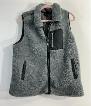 Womans Sierra Designs Vest XL Gray Sherpa Full Zip Pockets thumbnail 1