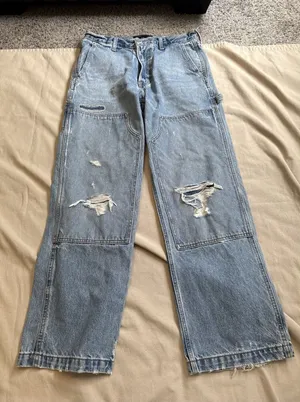 Abercrombie & Fitch Women's Authentic Rigid Baggy Cargo Carpenter Distressed 31W thumbnail 1