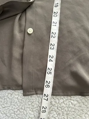 Loft Button Down Roll Tab Sleeve Shirt Blouse Front Pocket Olive Green Size S thumbnail 7
