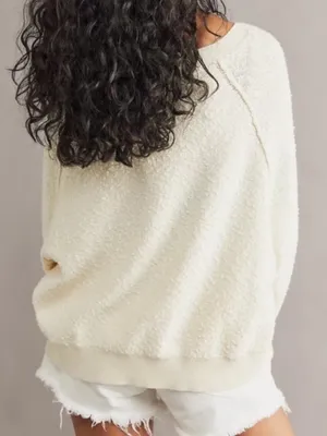 Free People Boucle Found My Friend ivory cream cotton oversized sweater size S thumbnail 9