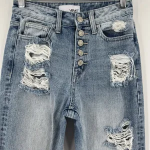 Vervet Belvoir Jeans Size 24 Super High Rise Button Fly‎ Distressed Straight Leg thumbnail 3