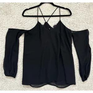 Express Chiffon Strappy Lace Cold Shoulder Blouse thumbnail 2
