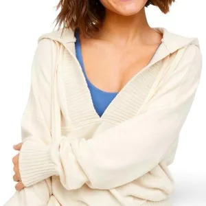 Aerie Offline Cream V Neck Sweatshirt thumbnail 2