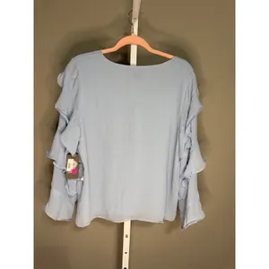 Vince Camuto Light Blue Ruffle Long Sleeve Chiffon Blouse‎ M NWT Button Front thumbnail 10