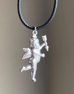 stainless steel cherub angel simple necklace👼🩵 thumbnail 2