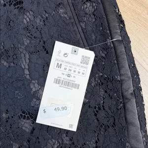Zara NWT Black Lace Tuxedo Ankle Pants Satin‎ Trim Slim Straight Size Medium thumbnail 9