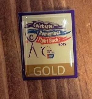 Vtg 2012 celebrate remember Relay For Life Cancer Survivor Gold Tone Lapel Pin thumbnail 1
