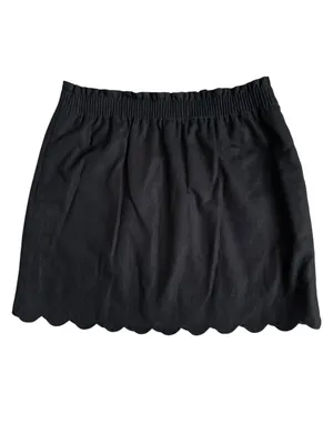 J. Crew Scalloped Side Walk Linen Blend Skirt Women’s Size 12 Black Pull On thumbnail 3