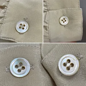 Vintage Nordstrom Silk‎ Blouse Cream Women Button-Up Long Sleeve Top Hong Kong thumbnail 14
