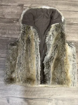 Weatherproof Reversible Faux Fur Vest Brown Beige Size M thumbnail 4