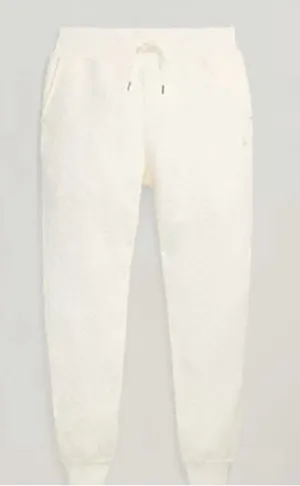 Polo Ralph Lauren Women large Cotton quilted Jacquard Clbhouse Cream Jogger Pan thumbnail 1