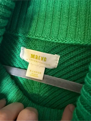 💚 Maeve by Anthropologie Green Ribbed Turtleneck Sweater Size XL 💚 thumbnail 4