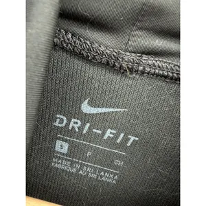 Nike Pro Dri-FIT Women Black Funnel Neck Long Sleeve Training Top S Gold Swoosh thumbnail 4