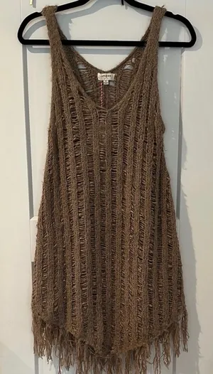 Umgee Brown Fringe Tunic Top thumbnail 1