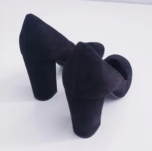 Chloe Chunky Block Round Toe Suede Heels thumbnail 4