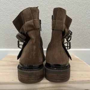 Vince Camuto Brown Suede Leather Lace‎ Up Moto Combat Boots 6.5 thumbnail 4