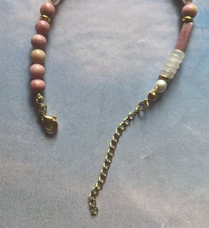 Rhodonite Bracelet with Gold Accents adjustable natural stones BNWT thumbnail 6
