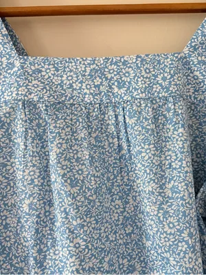 J Crew Factory Squareneck ruffle top puff sleeve blue cornflower white size S thumbnail 8