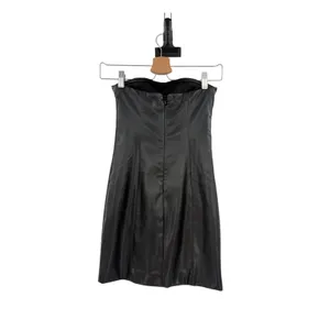 Babyboo Faux Leather Strapless Bodycon Mini Dress Matte Black Size XS thumbnail 4