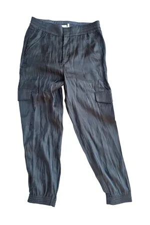Anthropologie Green Satin Cargo Jogger Pants Women Small Utility Streetwear thumbnail 1