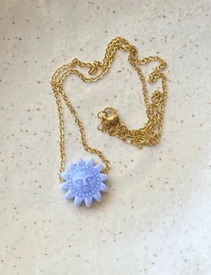 Handmade gold tone stainless steel & ceramic sun boho retro vintage style necklace☀️ thumbnail 1