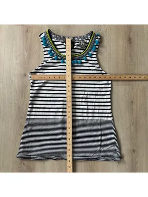 Anthropologie One September EUC Women's Striped Pom Pom Tank Size M thumbnail 3