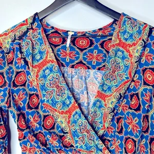 Free People Falling for You Blue‎ Boho Top Size M thumbnail 5